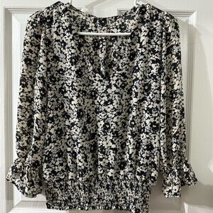 Floral Black and White Women's Top C0272